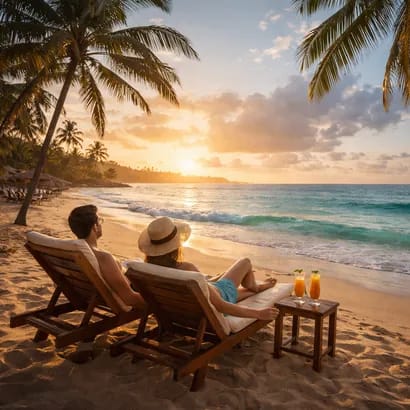 Beach tours in Sri Lanka featuring tropical beaches, palm trees, and ocean views